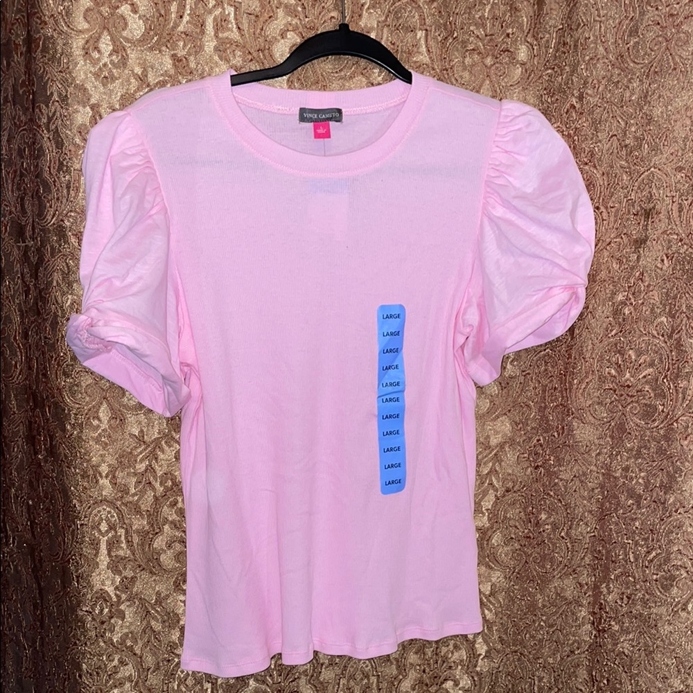 NWT Vince Camuto Pink Blush Ribbed Top. Size Large - Picture 1 of 5